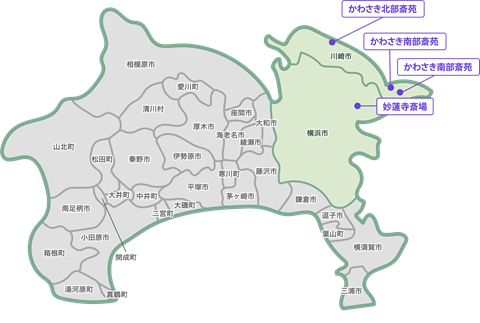 横浜市・川崎市エリアのマップ